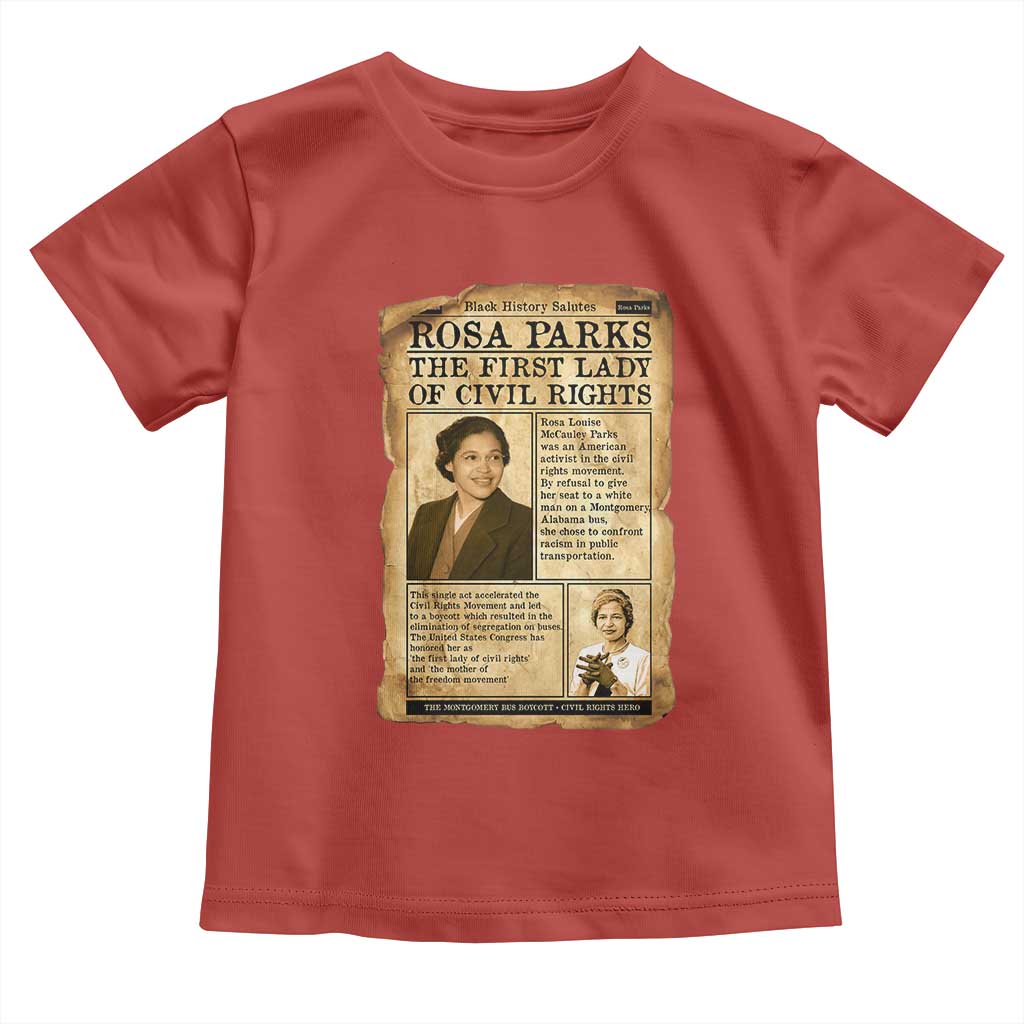 Vintage Newspaper Rosa Parks Toddler T Shirt Civil Rights Hero