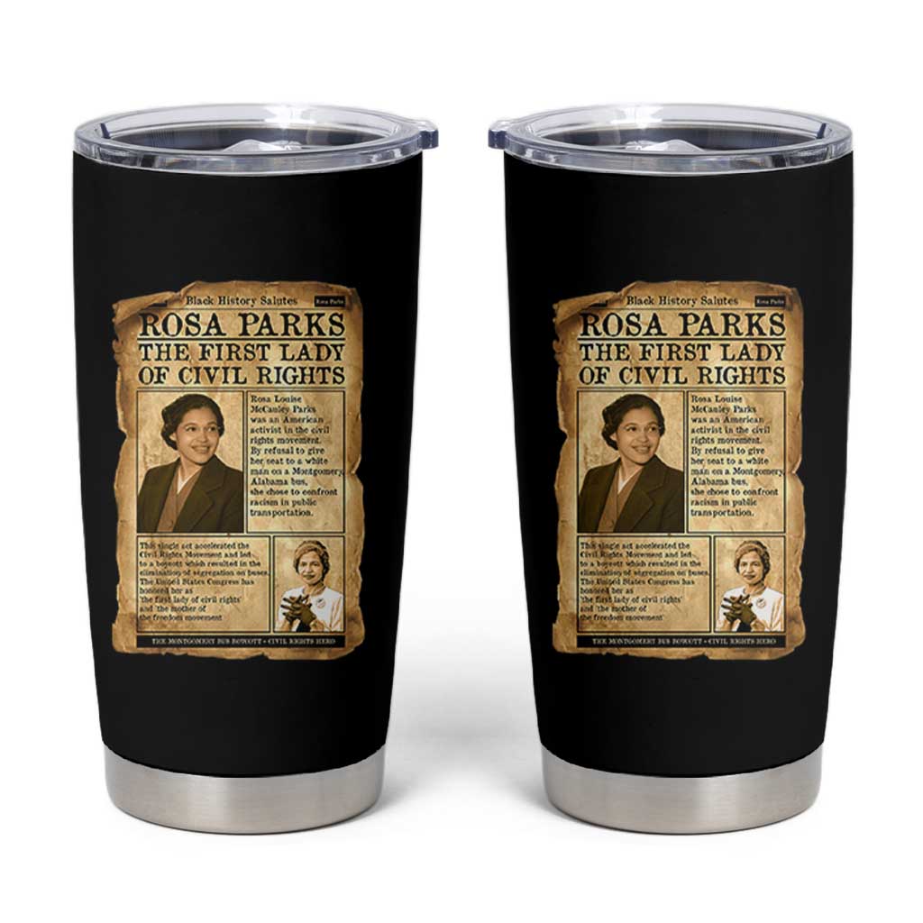 Vintage Newspaper Rosa Parks Tumbler Cup Civil Rights Hero