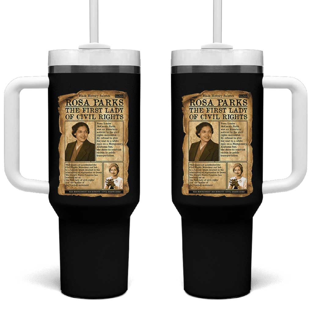Vintage Newspaper Rosa Parks Tumbler With Handle Civil Rights Hero