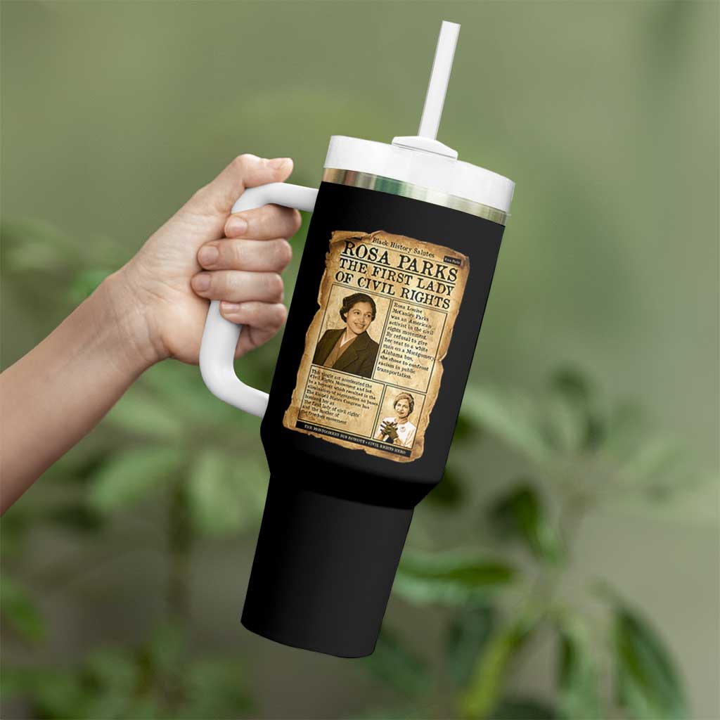 Vintage Newspaper Rosa Parks Tumbler With Handle Civil Rights Hero
