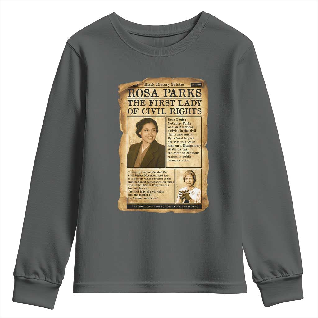 Vintage Newspaper Rosa Parks Youth Sweatshirt Civil Rights Hero