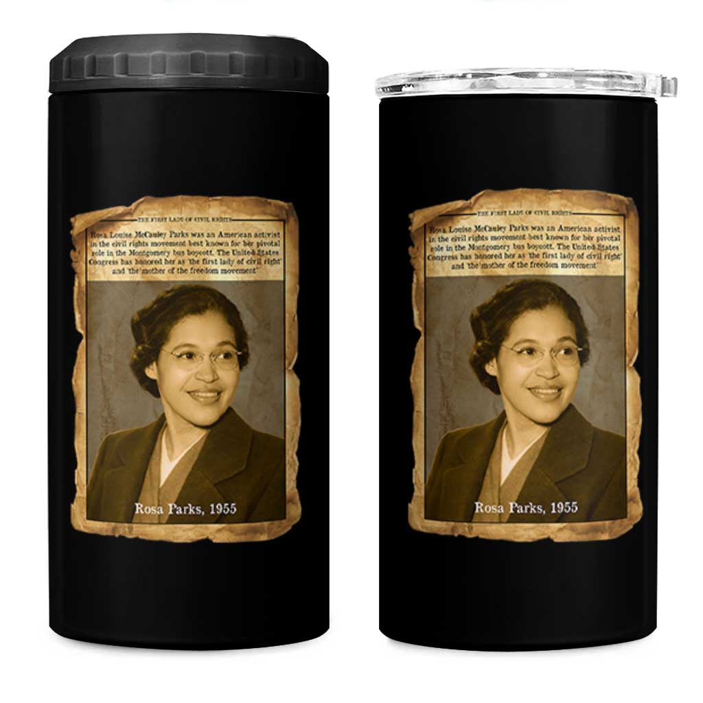 Vintage Rosa Parks 4 in 1 Can Cooler Tumbler First Lady Of Civil Rights