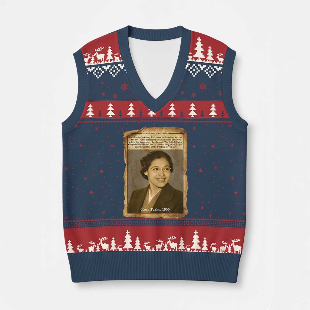 Vintage Rosa Parks V-Neck Knit Sweater Vest First Lady Of Civil Rights