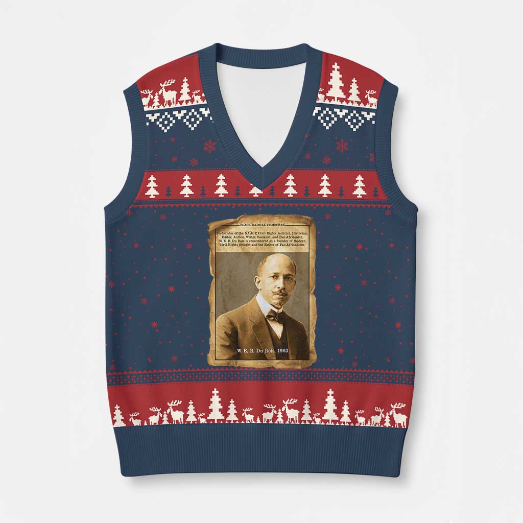 Vintage Newspaper W E B Du Bois V-Neck Knit Sweater Vest Civil Rights Pioneer