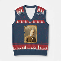 Vintage Newspaper W E B Du Bois V-Neck Knit Sweater Vest Civil Rights Pioneer