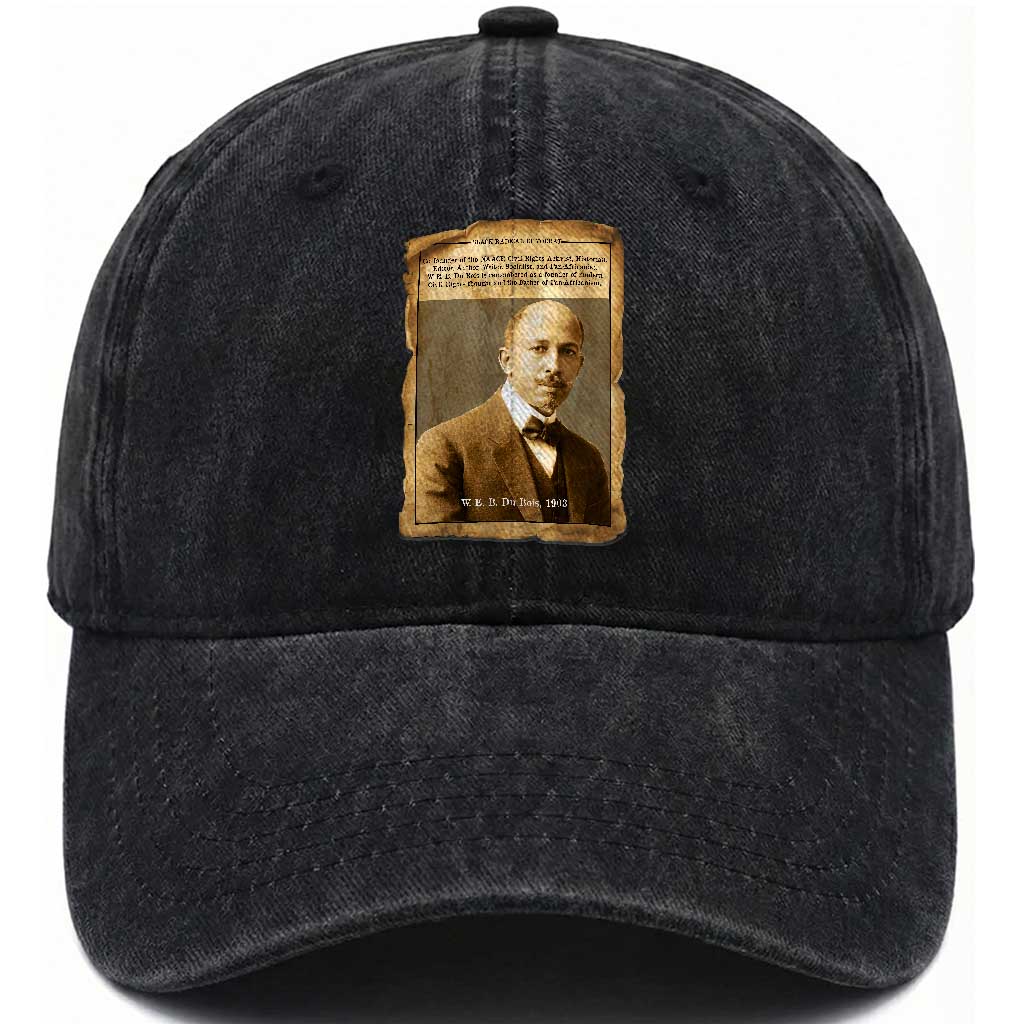 Vintage Newspaper W E B Du Bois Washed Cotton Baseball Cap Civil Rights Pioneer