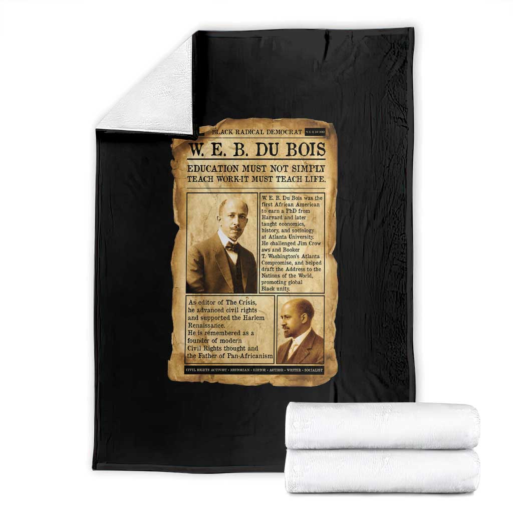 Vintage Newspaper W E B Du Bois Throw Blanket African American Scholar