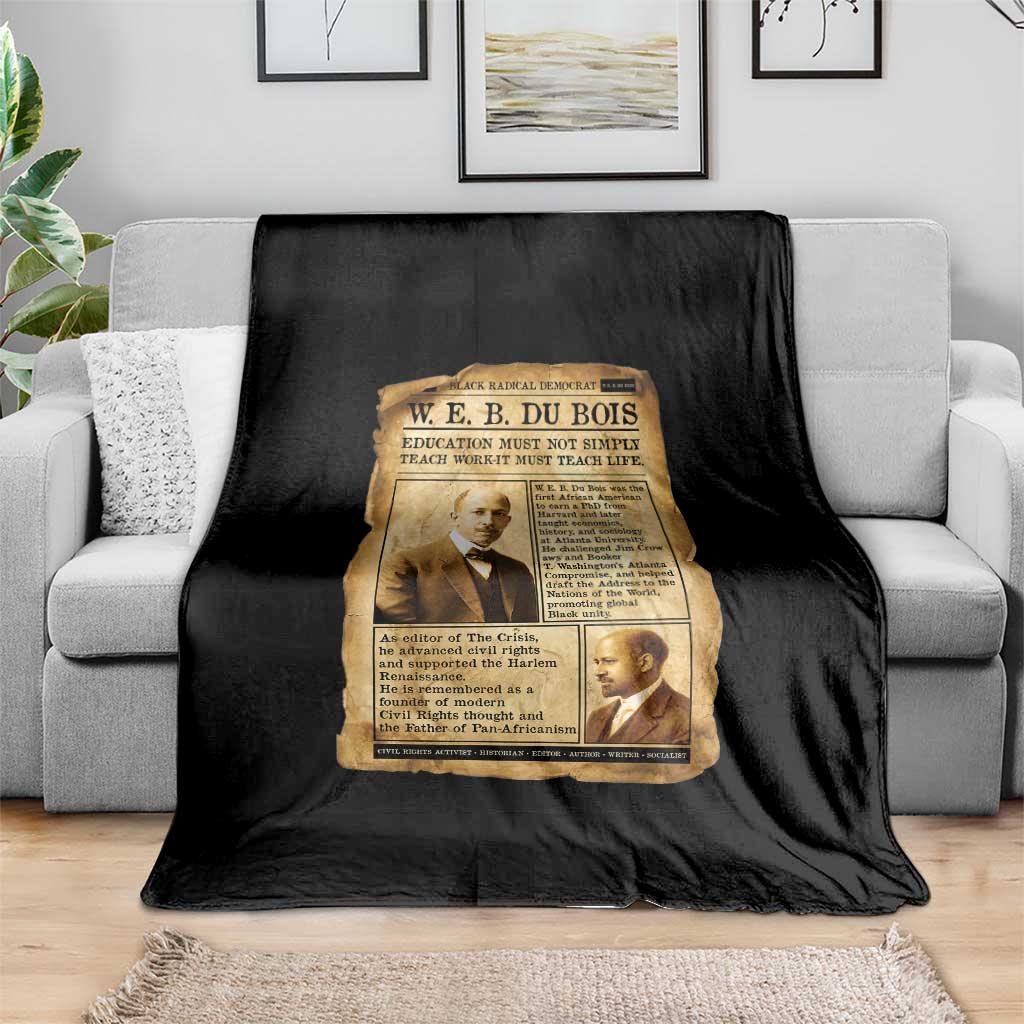 Vintage Newspaper W E B Du Bois Throw Blanket African American Scholar