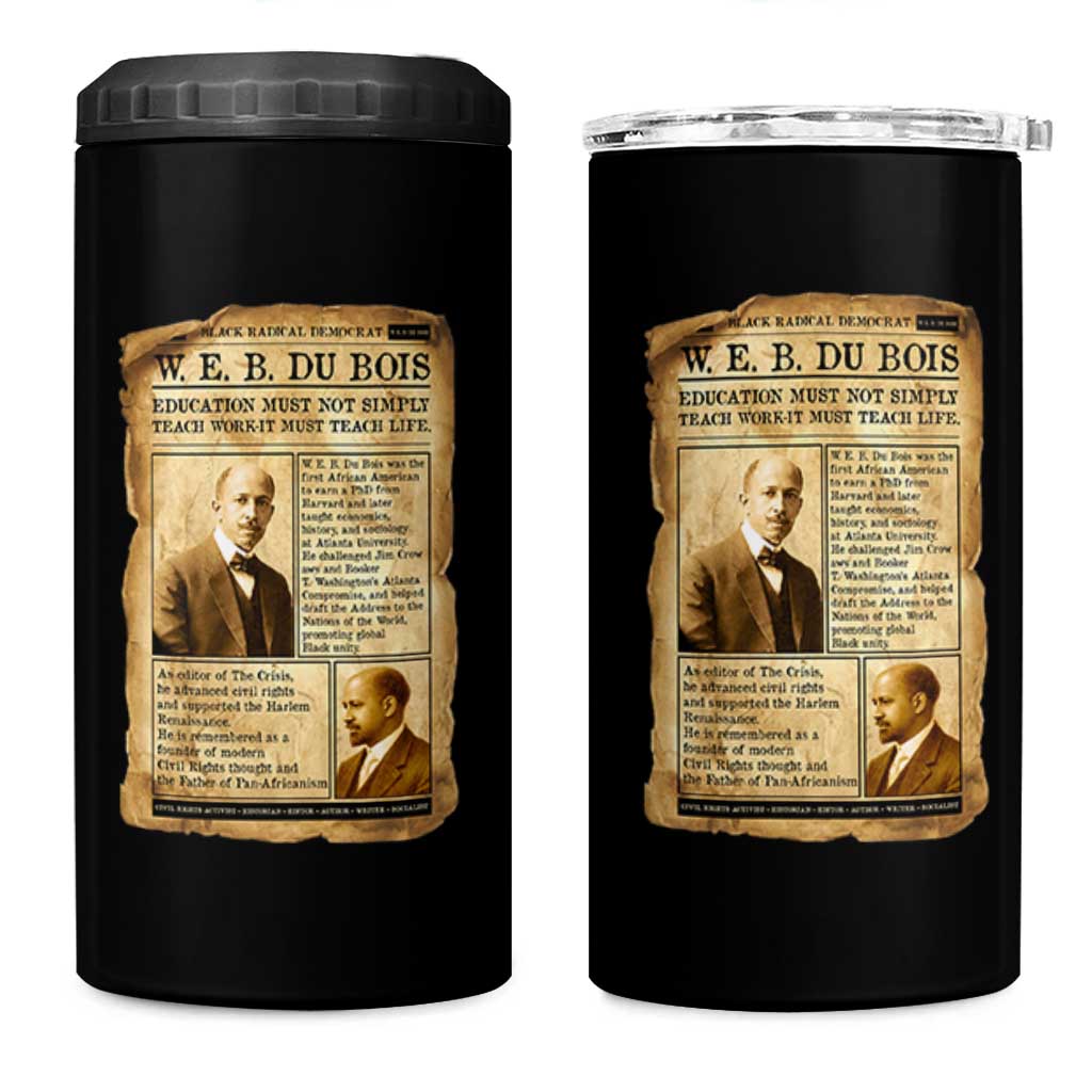Vintage Newspaper W E B Du Bois 4 in 1 Can Cooler Tumbler African American Scholar