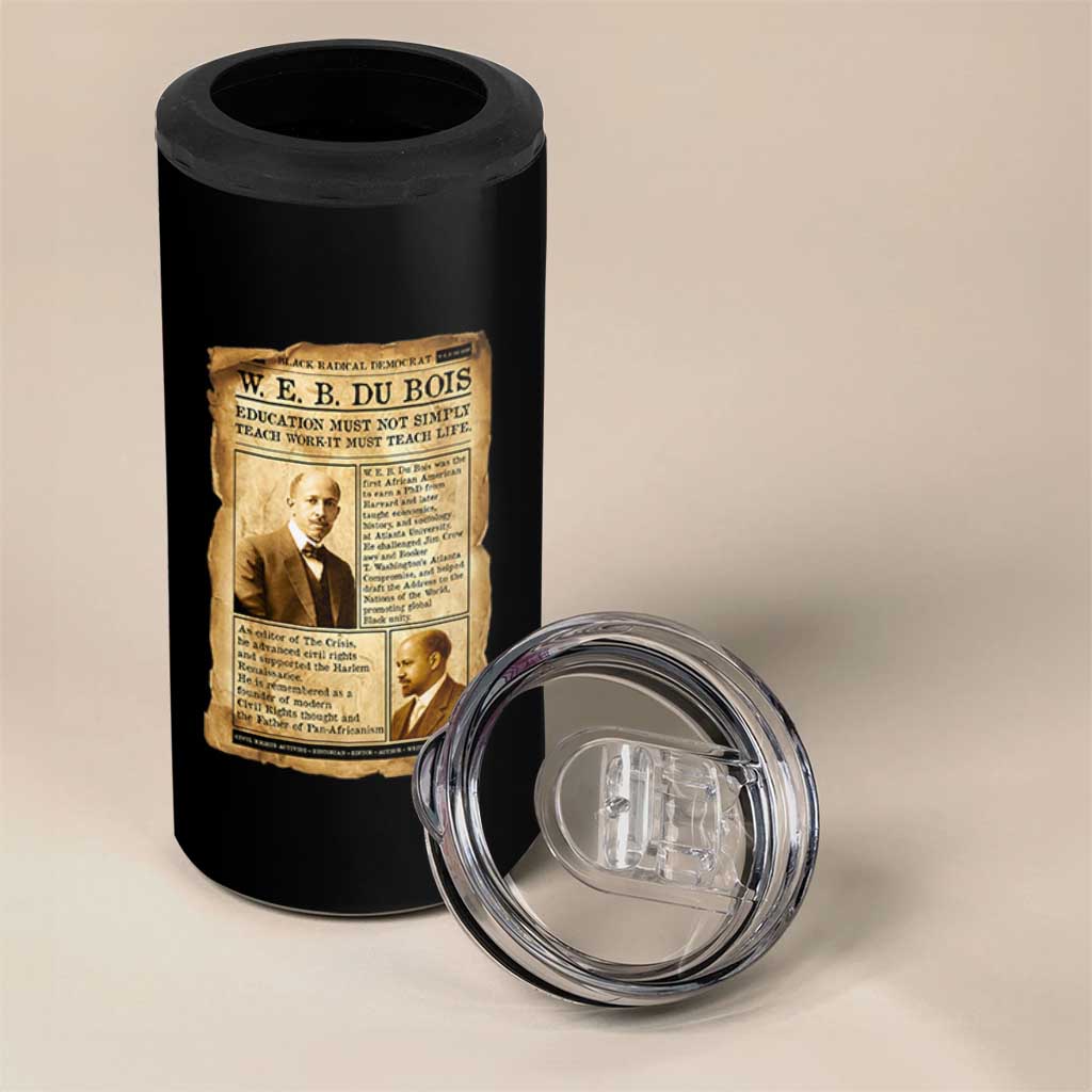 Vintage Newspaper W E B Du Bois 4 in 1 Can Cooler Tumbler African American Scholar