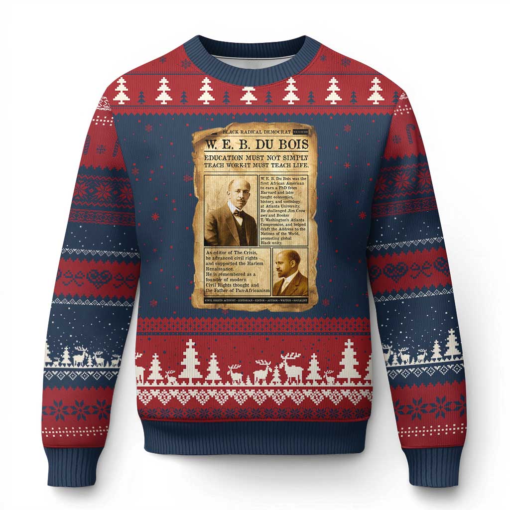 Vintage Newspaper W E B Du Bois Ugly Christmas Sweater African American Scholar