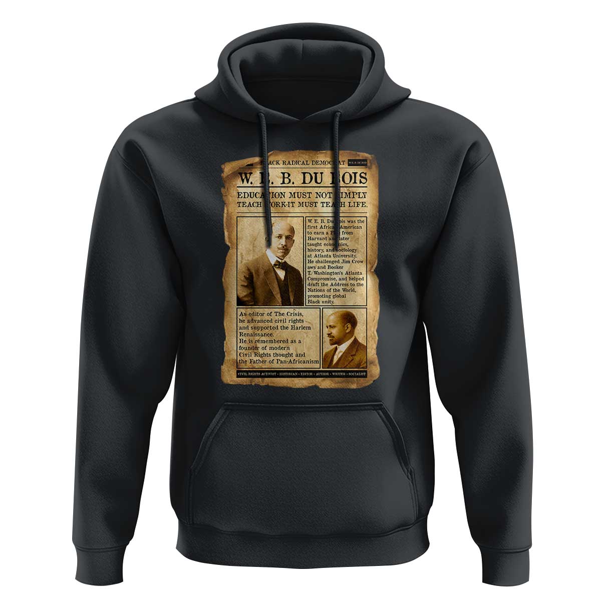 Vintage Newspaper W E B Du Bois Hoodie African American Scholar