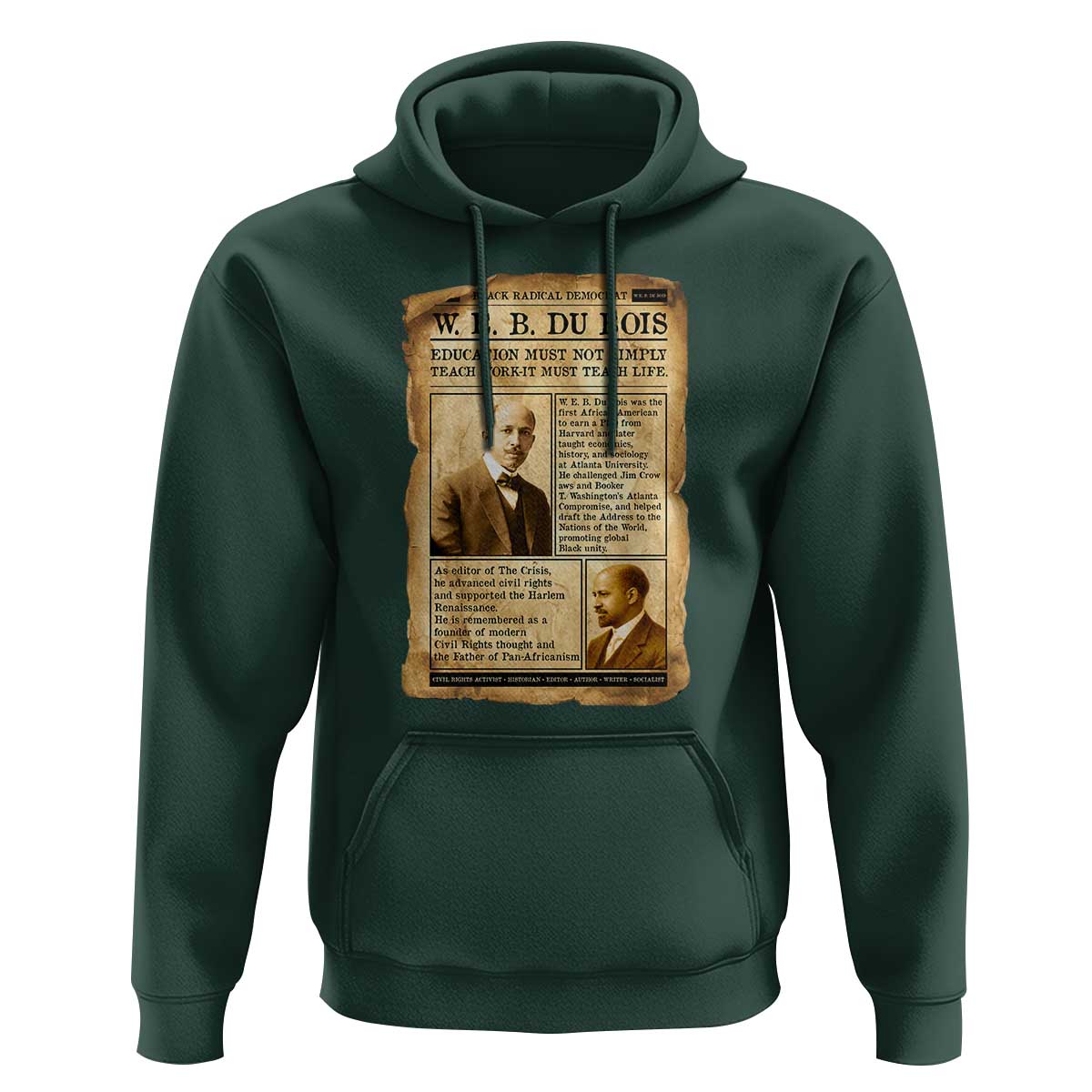 Vintage Newspaper W E B Du Bois Hoodie African American Scholar