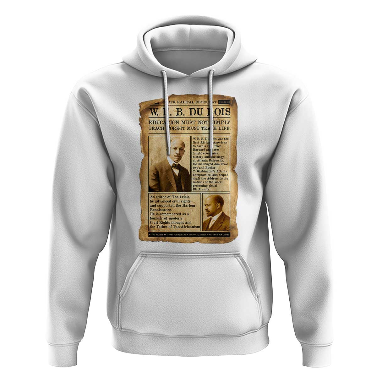 Vintage Newspaper W E B Du Bois Hoodie African American Scholar