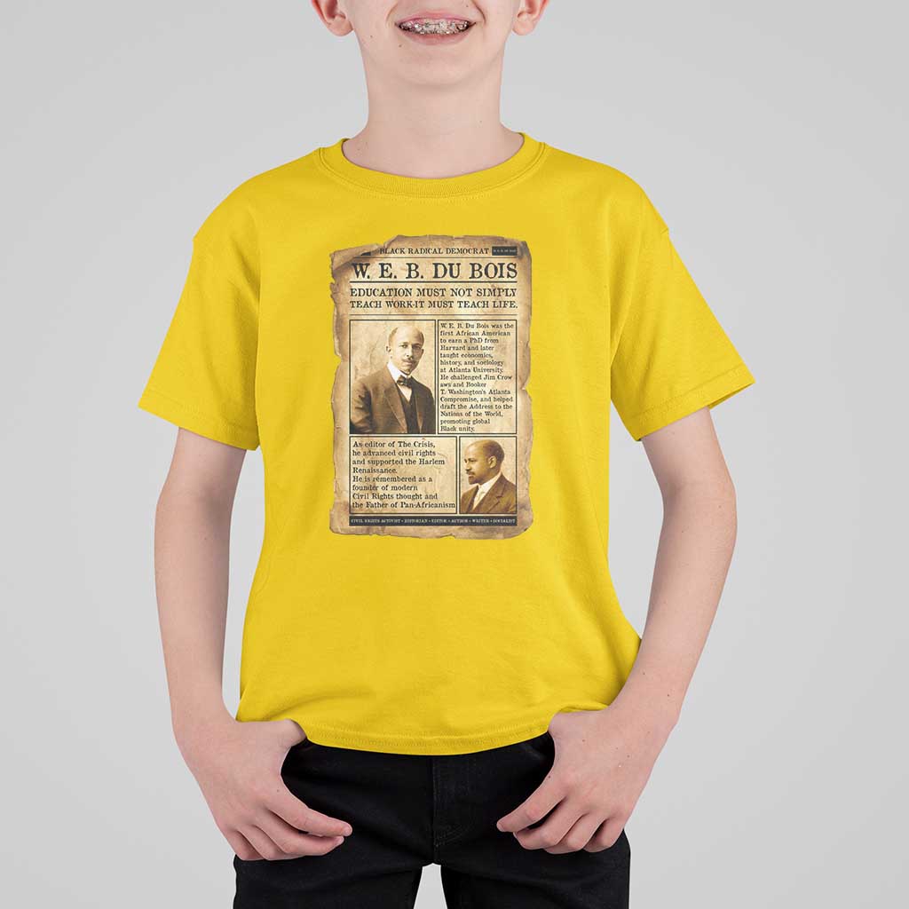 Vintage Newspaper W E B Du Bois T Shirt For Kid African American Scholar