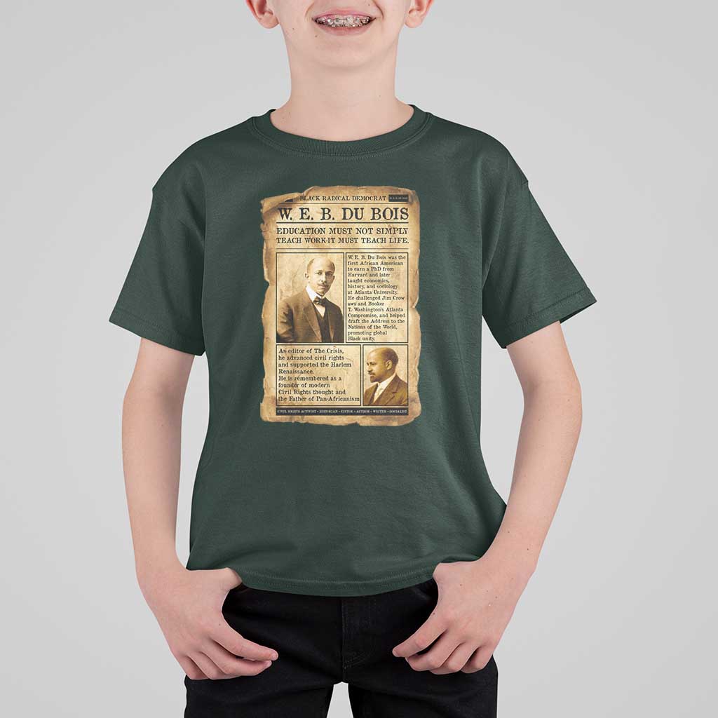 Vintage Newspaper W E B Du Bois T Shirt For Kid African American Scholar