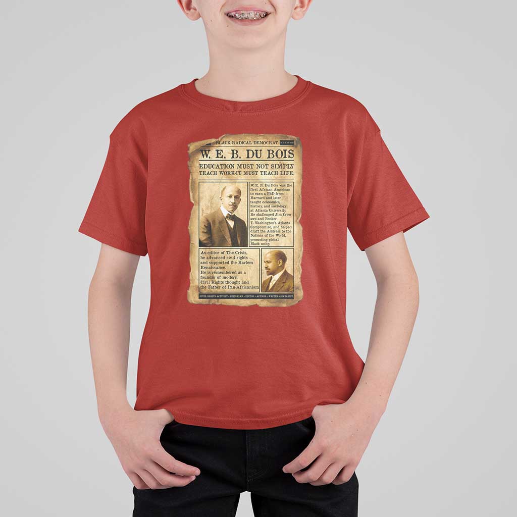 Vintage Newspaper W E B Du Bois T Shirt For Kid African American Scholar