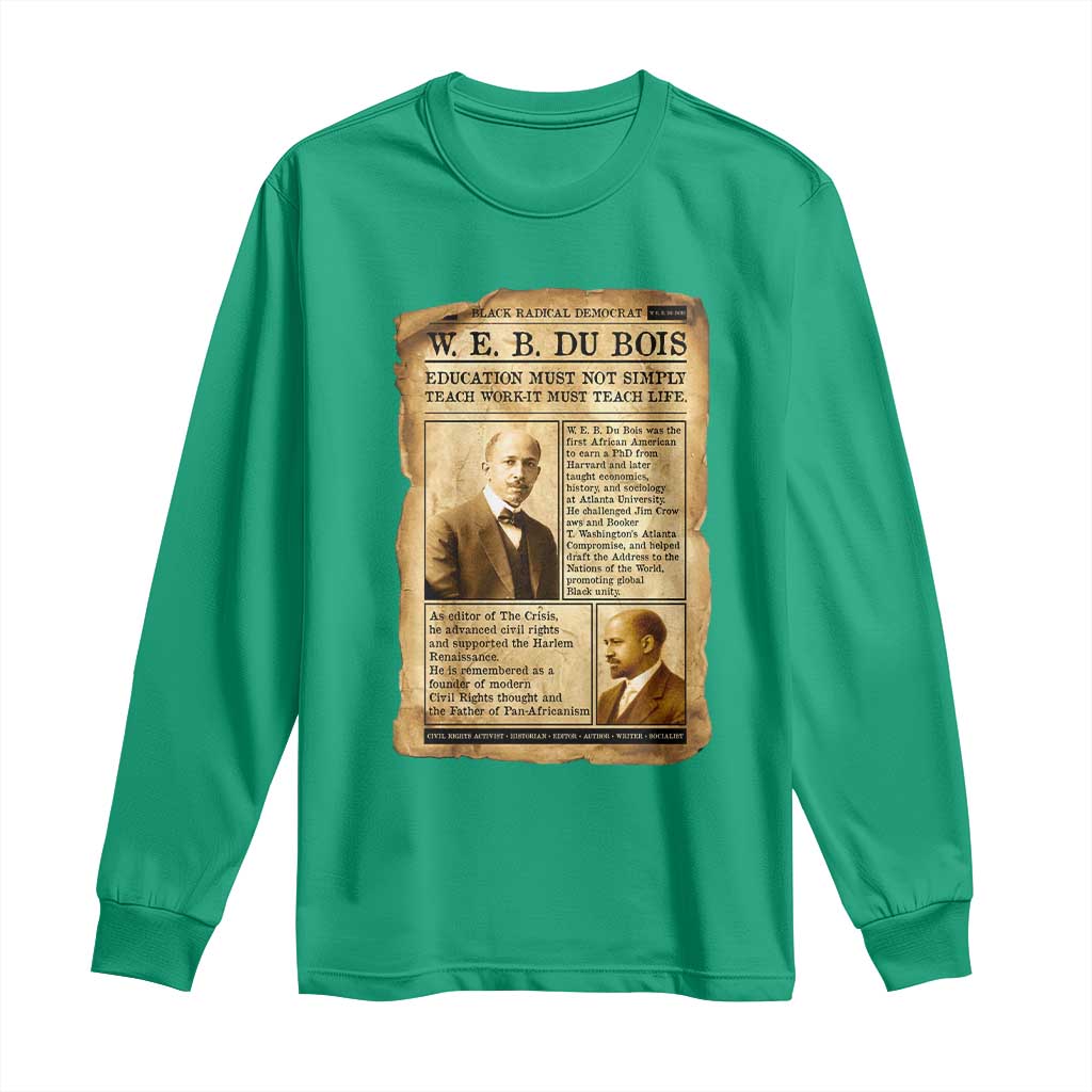 Vintage Newspaper W E B Du Bois Long Sleeve Shirt African American Scholar