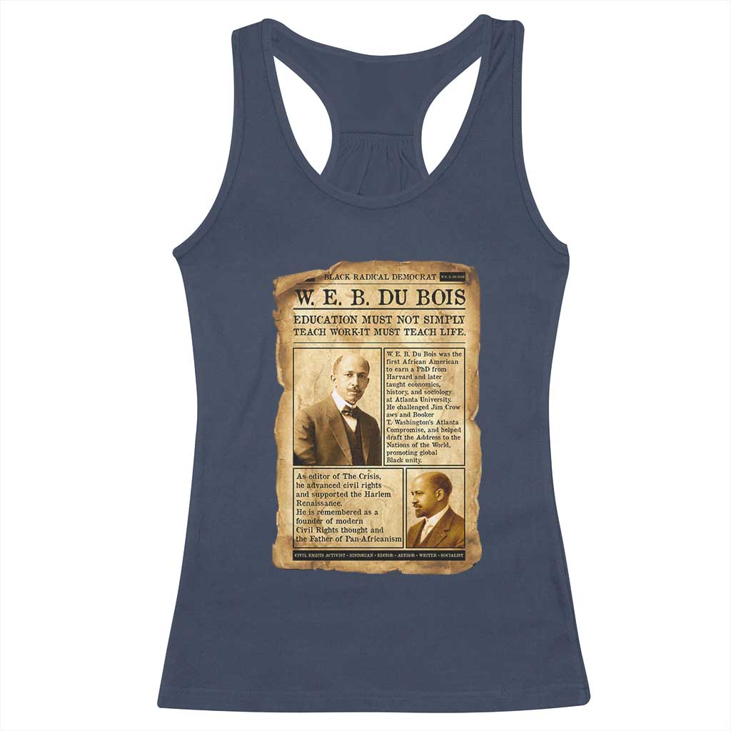 Vintage Newspaper W E B Du Bois Racerback Tank Top African American Scholar