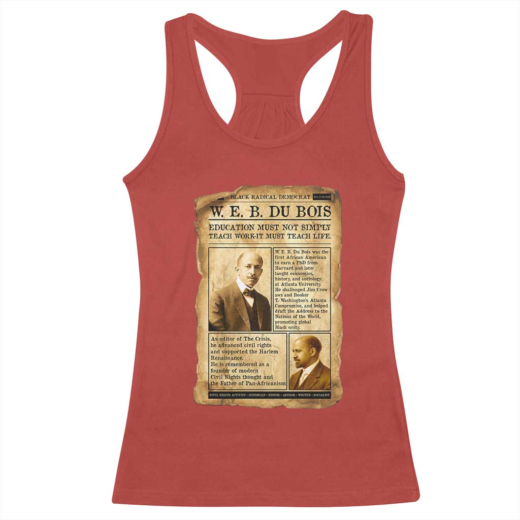 Vintage Newspaper W E B Du Bois Racerback Tank Top African American Scholar