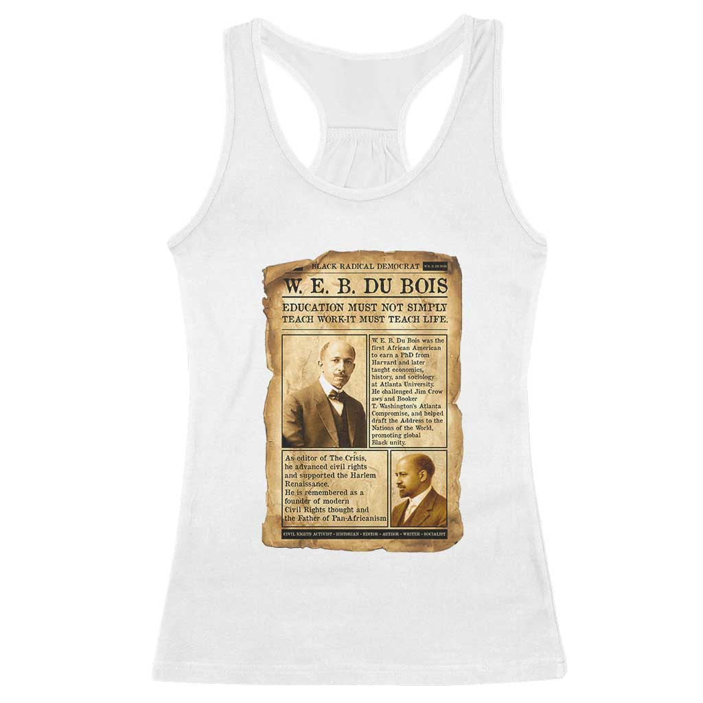Vintage Newspaper W E B Du Bois Racerback Tank Top African American Scholar