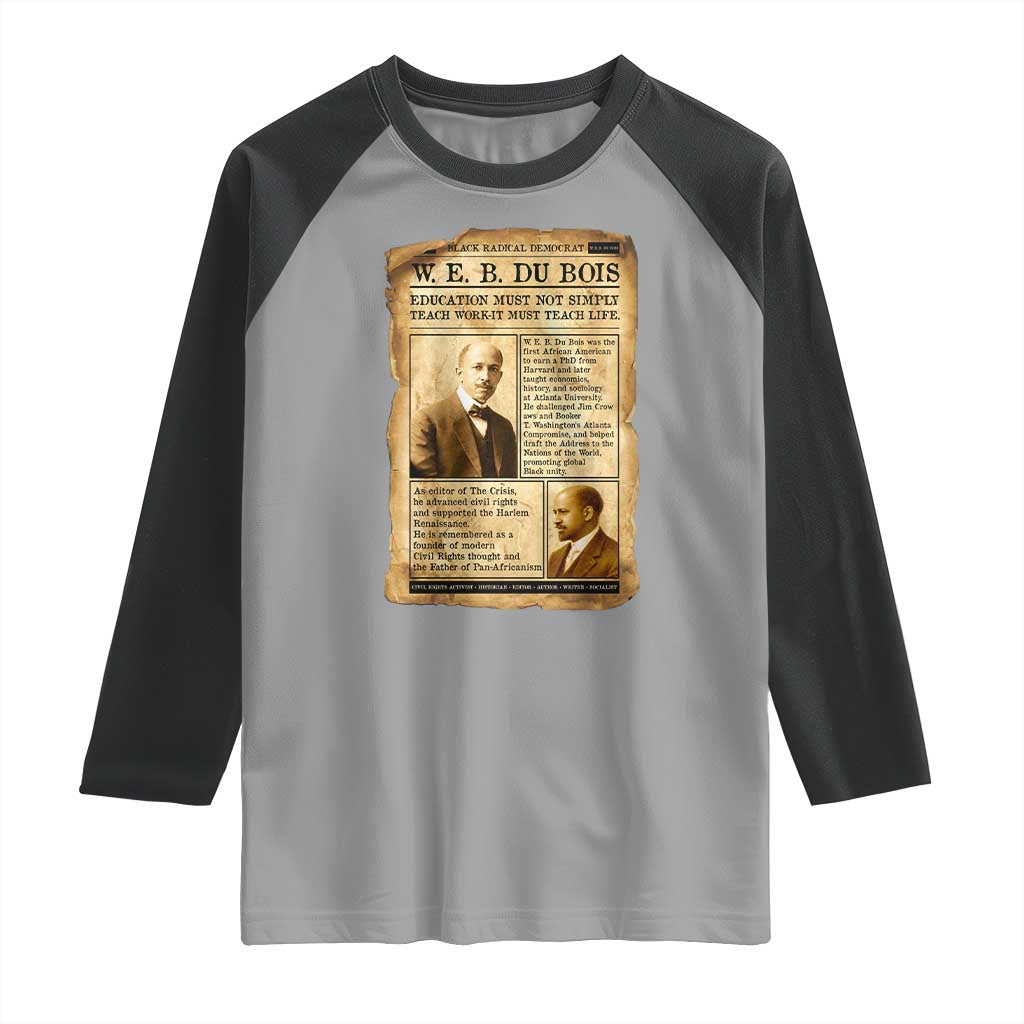 Vintage Newspaper W E B Du Bois Raglan Shirt African American Scholar