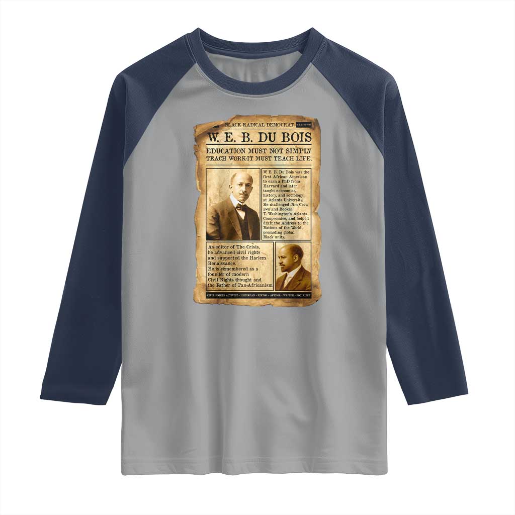 Vintage Newspaper W E B Du Bois Raglan Shirt African American Scholar