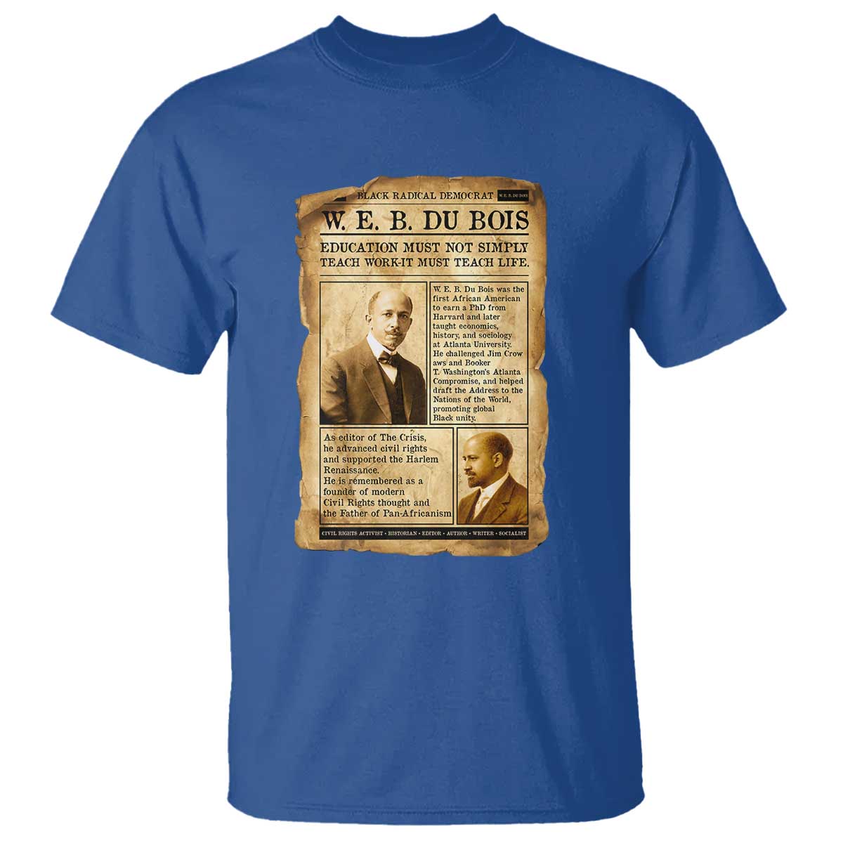 Vintage Newspaper W E B Du Bois T Shirt African American Scholar