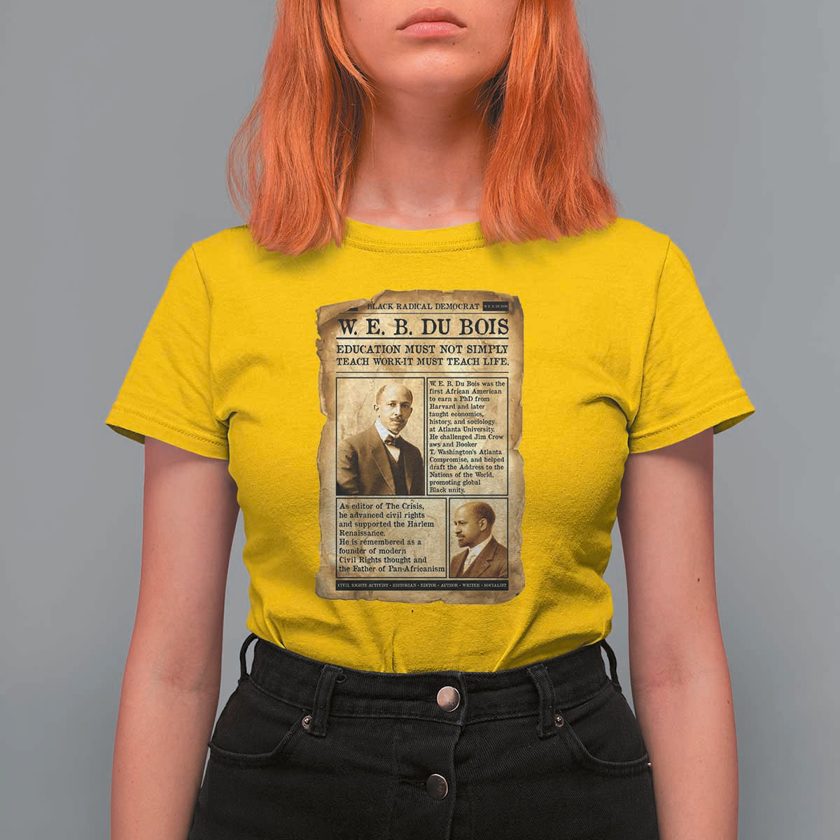 Vintage Newspaper W E B Du Bois T Shirt For Women African American Scholar