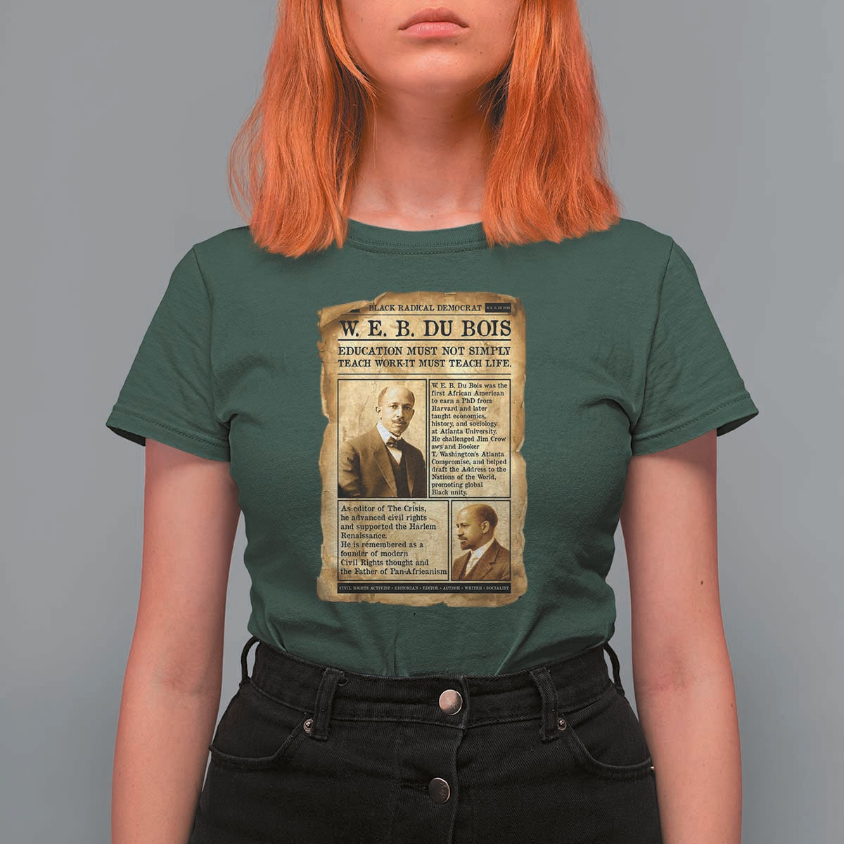 Vintage Newspaper W E B Du Bois T Shirt For Women African American Scholar