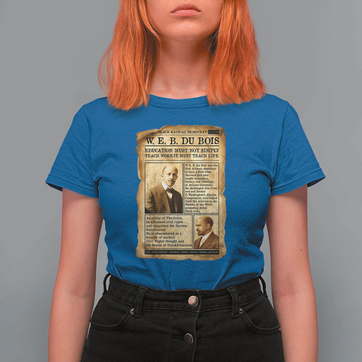 Vintage Newspaper W E B Du Bois T Shirt For Women African American Scholar