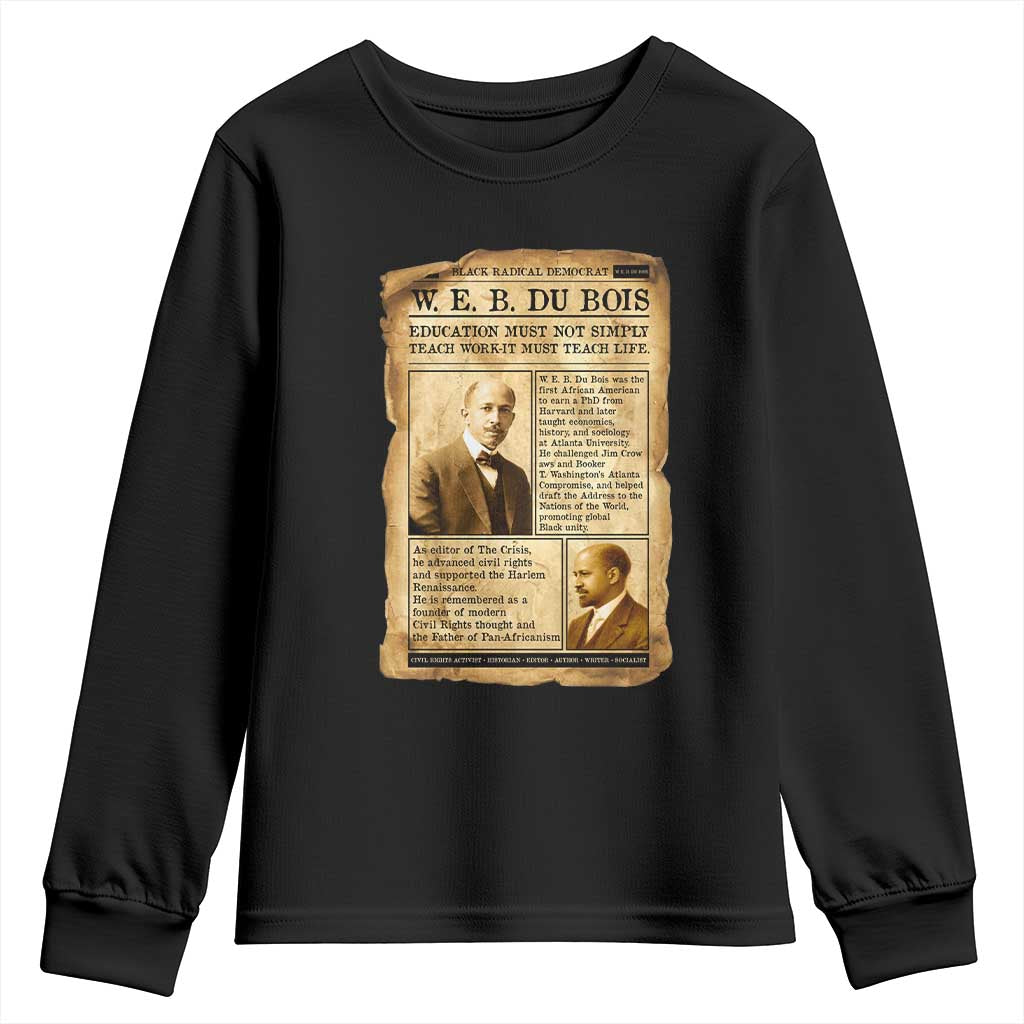 Vintage Newspaper W E B Du Bois Youth Sweatshirt African American Scholar