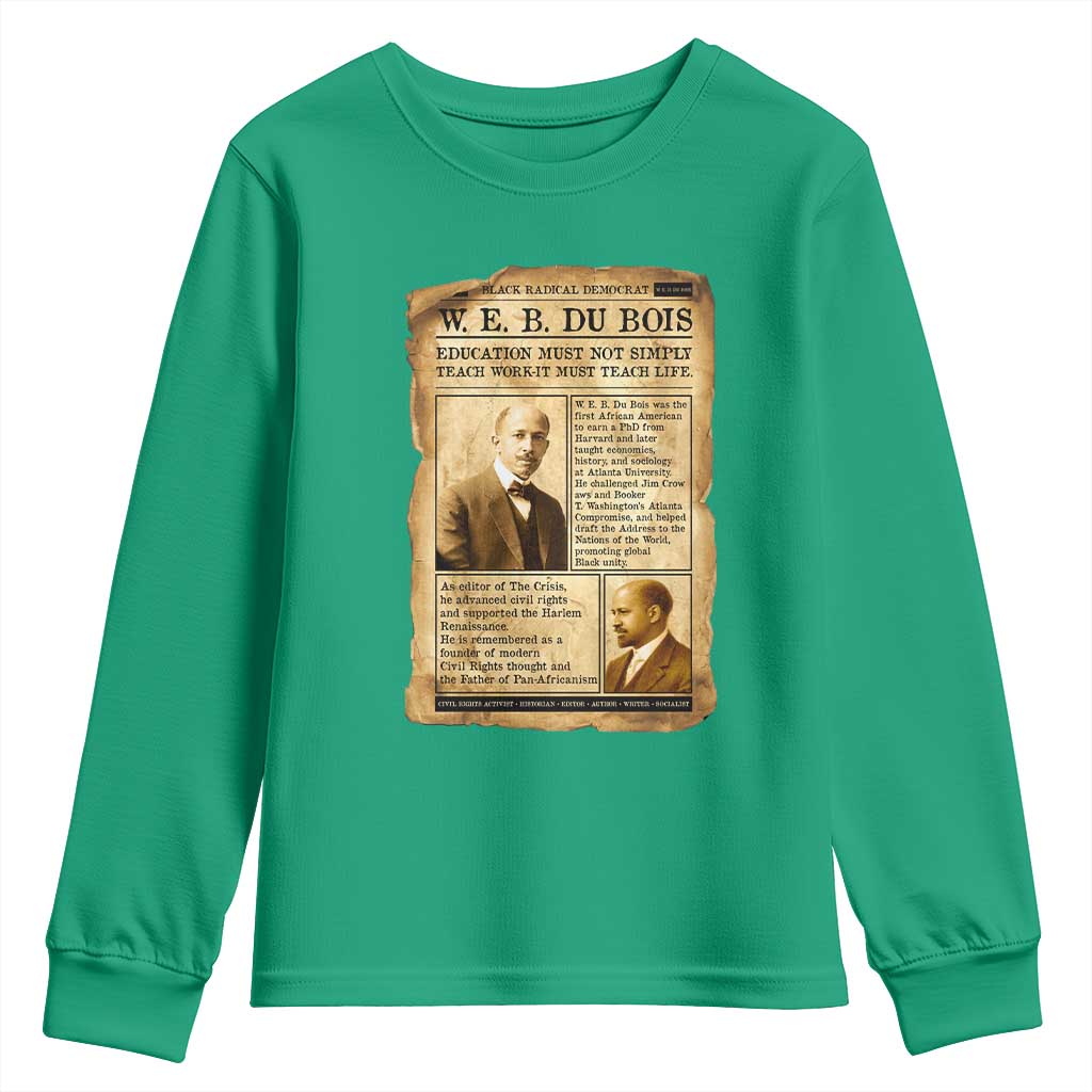 Vintage Newspaper W E B Du Bois Youth Sweatshirt African American Scholar