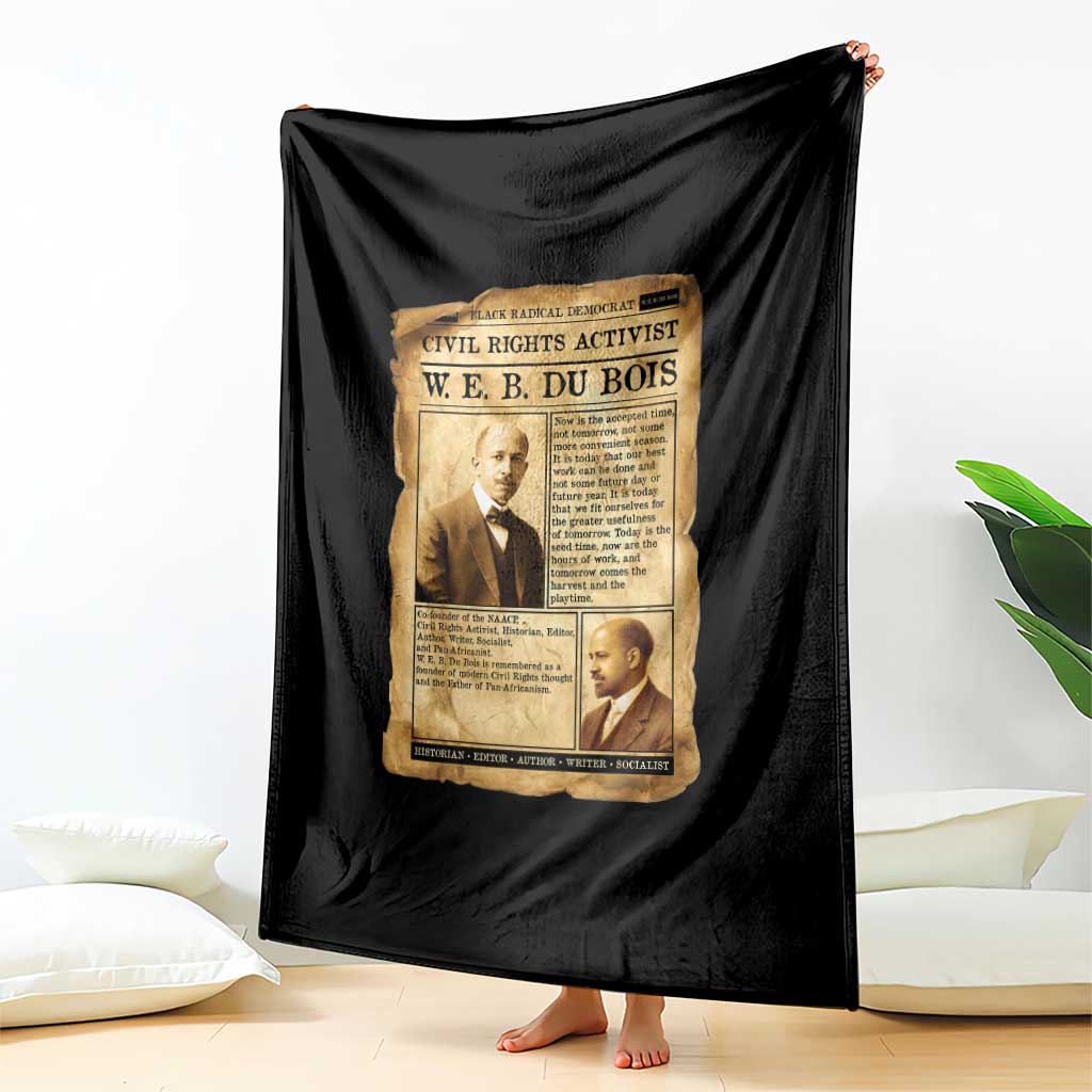 Vintage Newspaper W E B Du Bois Throw Blanket Civil Rights History