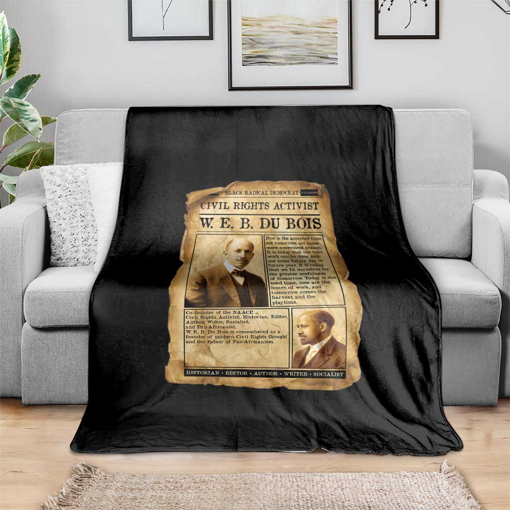 Vintage Newspaper W E B Du Bois Throw Blanket Civil Rights History