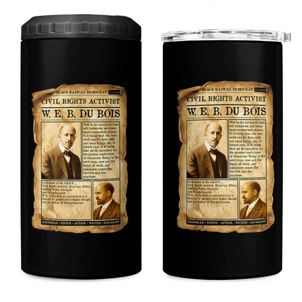 Vintage Newspaper W E B Du Bois 4 in 1 Can Cooler Tumbler Civil Rights History