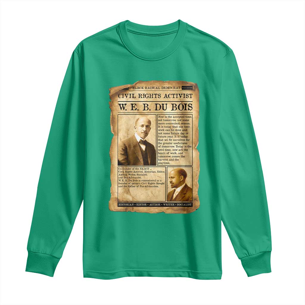 Vintage Newspaper W E B Du Bois Long Sleeve Shirt Civil Rights History