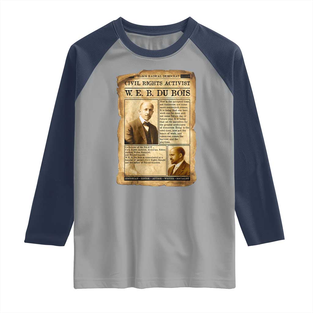 Vintage Newspaper W E B Du Bois Raglan Shirt Civil Rights History