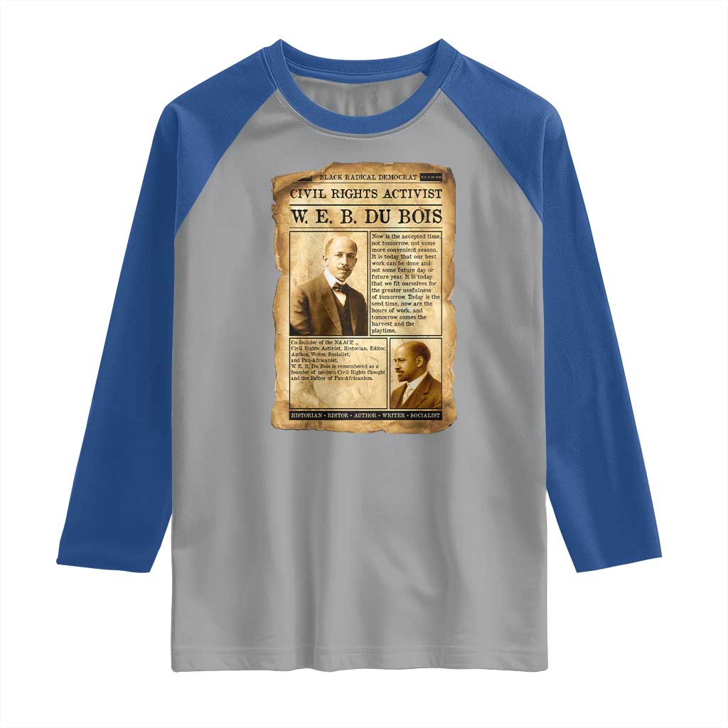 Vintage Newspaper W E B Du Bois Raglan Shirt Civil Rights History