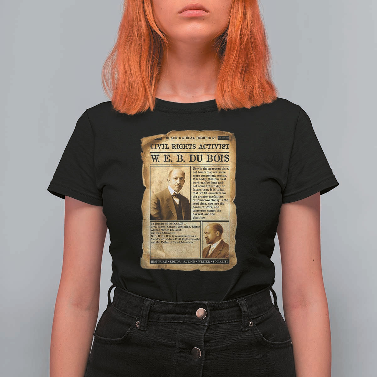 Vintage Newspaper W E B Du Bois T Shirt For Women Civil Rights History