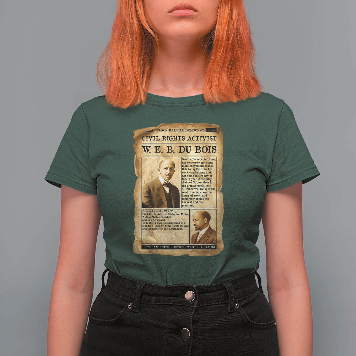 Vintage Newspaper W E B Du Bois T Shirt For Women Civil Rights History