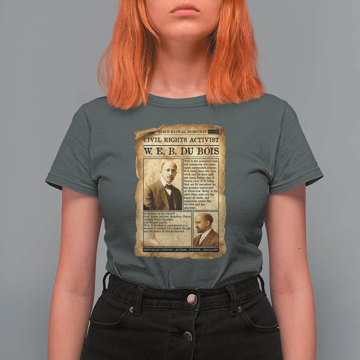 Vintage Newspaper W E B Du Bois T Shirt For Women Civil Rights History