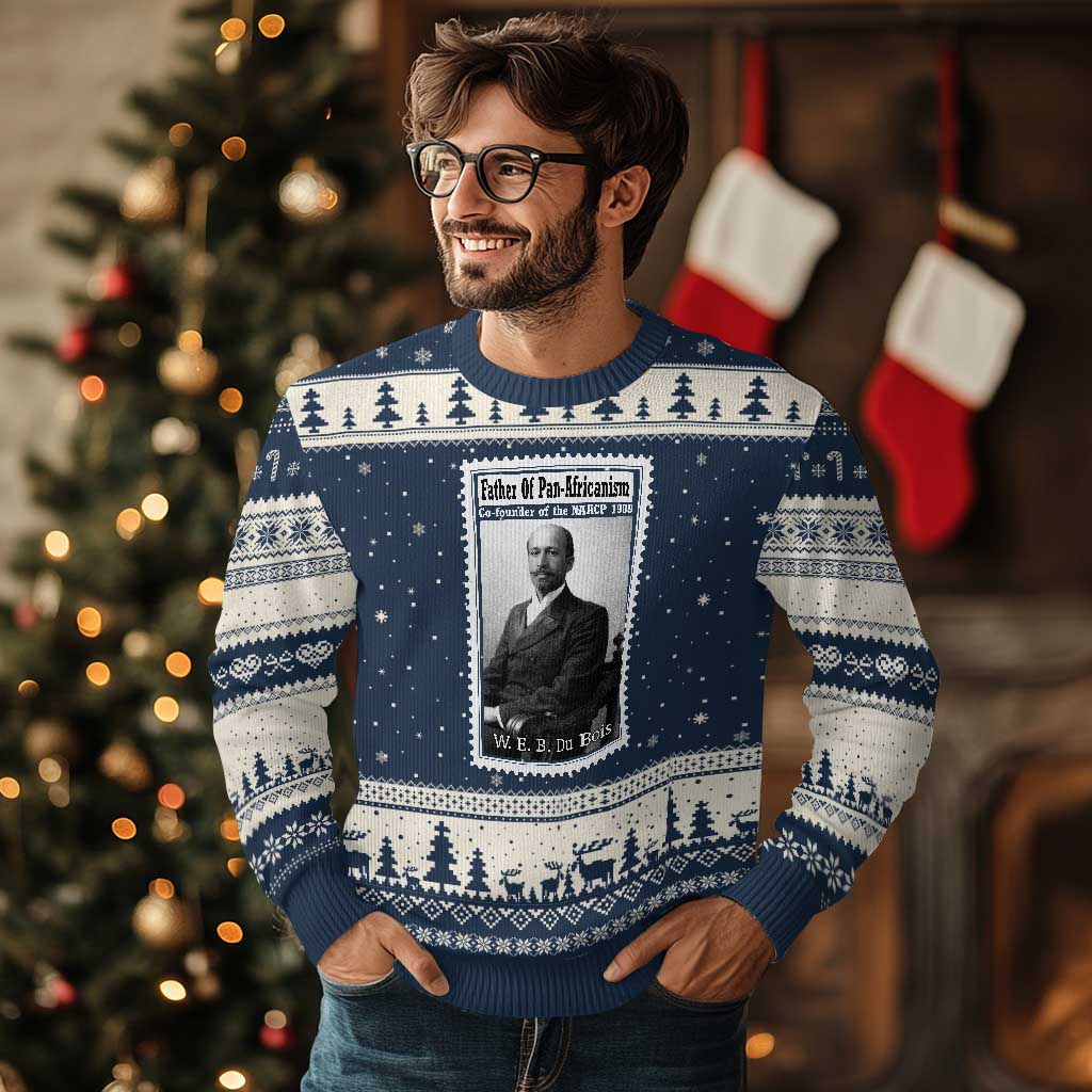 Vintage Stamp W E B Du Bois Ugly Christmas Sweater Black Thought Leader