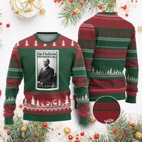 Vintage Stamp W E B Du Bois Ugly Christmas Sweater Black Thought Leader