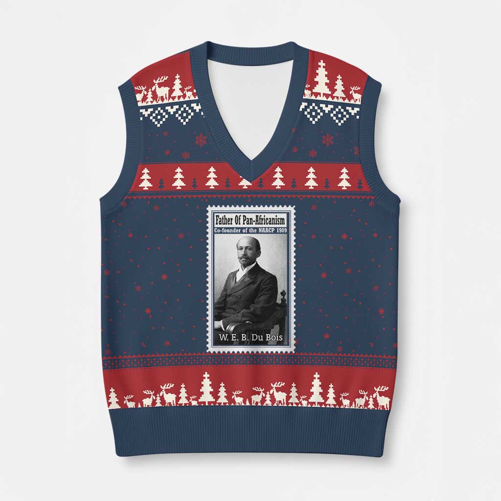 Vintage Stamp W E B Du Bois V-Neck Knit Sweater Vest Black Thought Leader