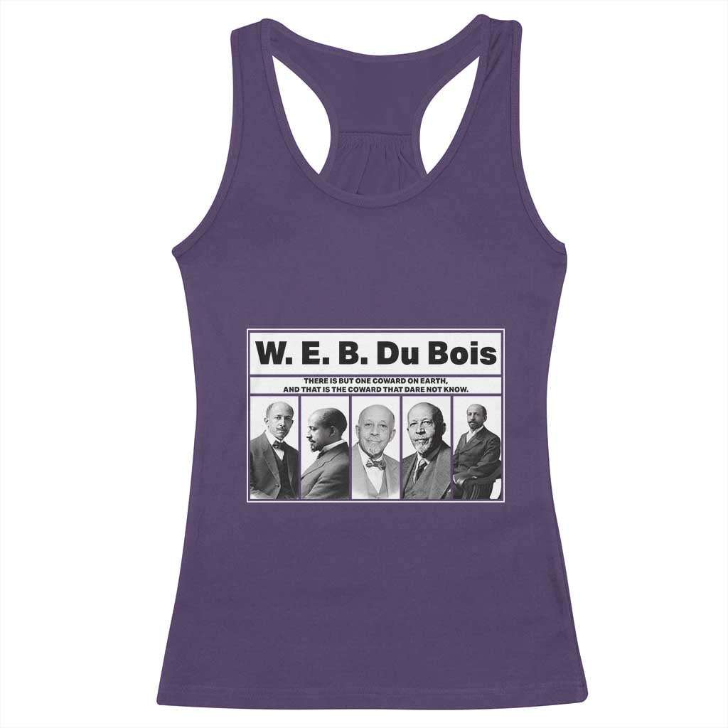W E B Du Bois Quote Racerback Tank Top There Is But One Coward On Earth
