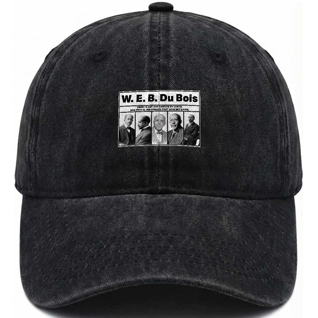 W E B Du Bois Quote Washed Cotton Baseball Cap There Is But One Coward On Earth