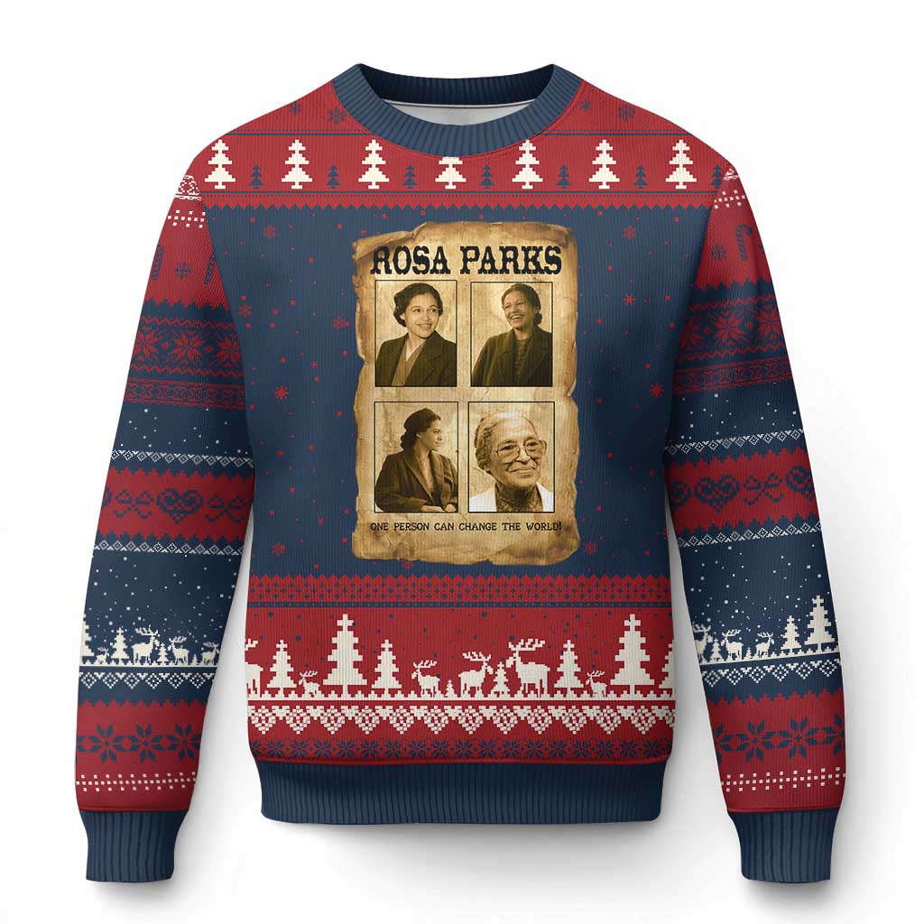 One Person Can Change The World Quote Ugly Christmas Sweater Rosa Parks Legacy