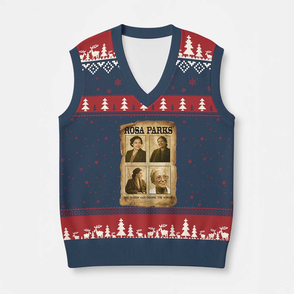 One Person Can Change The World Quote V-Neck Knit Sweater Vest Rosa Parks Legacy
