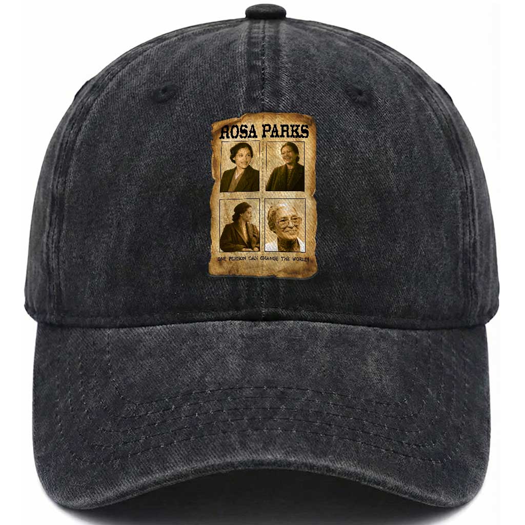 One Person Can Change The World Quote Washed Cotton Baseball Cap Rosa Parks Legacy